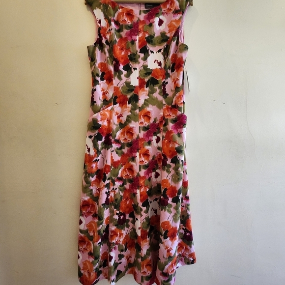 Donna Ricco Bright Floral Bateau Neck Midi Dress Size 12 - Picture 3 of 14